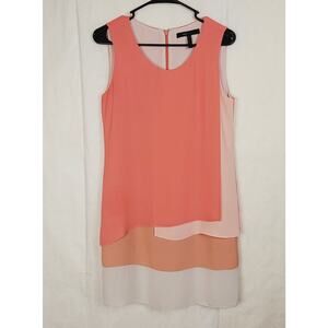 BCBGMAXASRIA Haley coral pink colorblock sheath dress Size 2 Mod Retro 70s